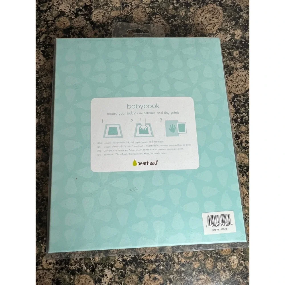 Pearhead Baby Memory Book Grey Chevron First Year Journal with Ink Pad 98904
